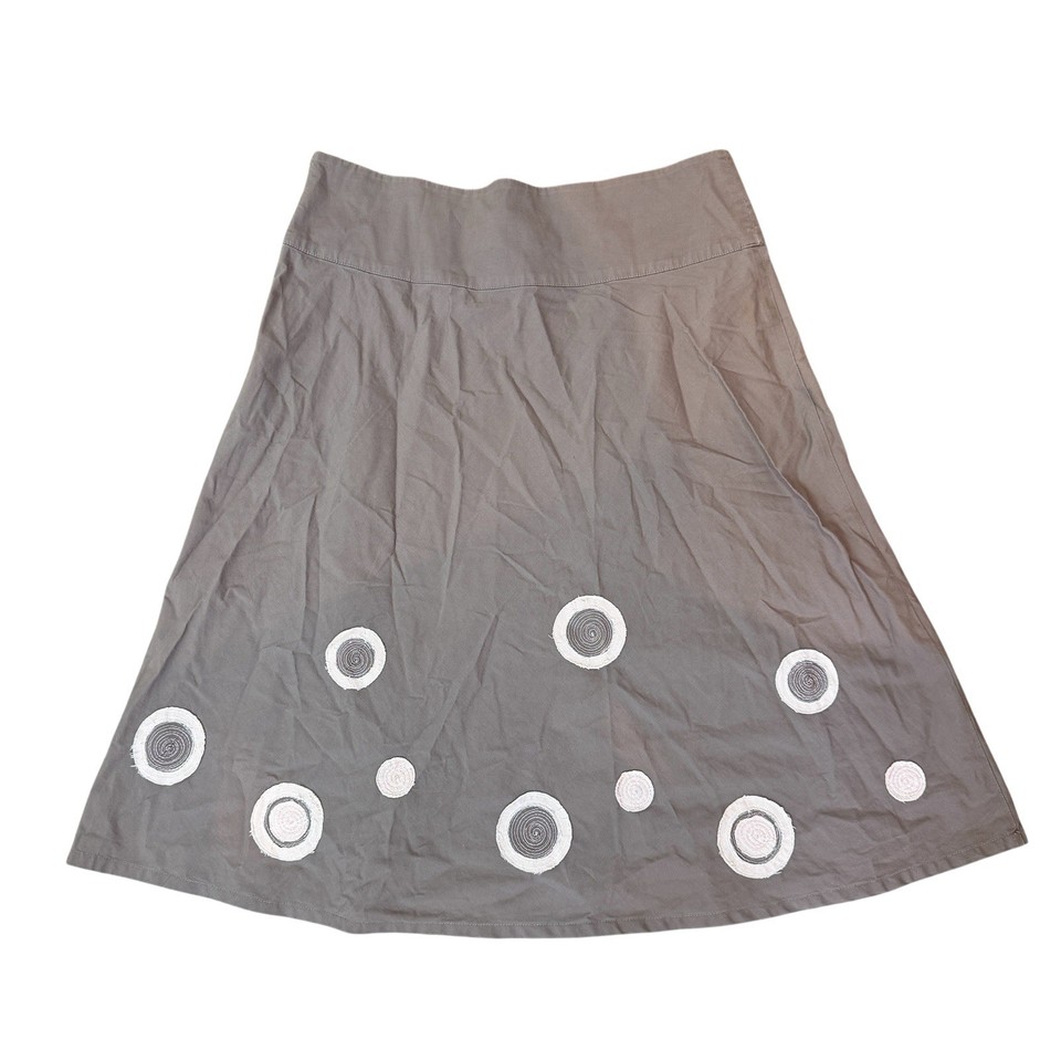 Portmans  Taupe Brown Skirt Sz 8 Knee Length Circle Detail Indie Artsy Preppy