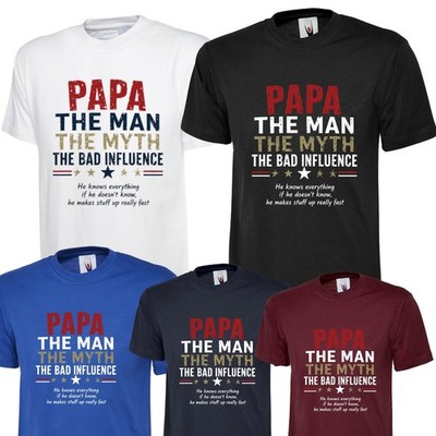 Fathers day T-Shirt Dad Joke Idea gift for Dad & papa the bad influence Tee Tops