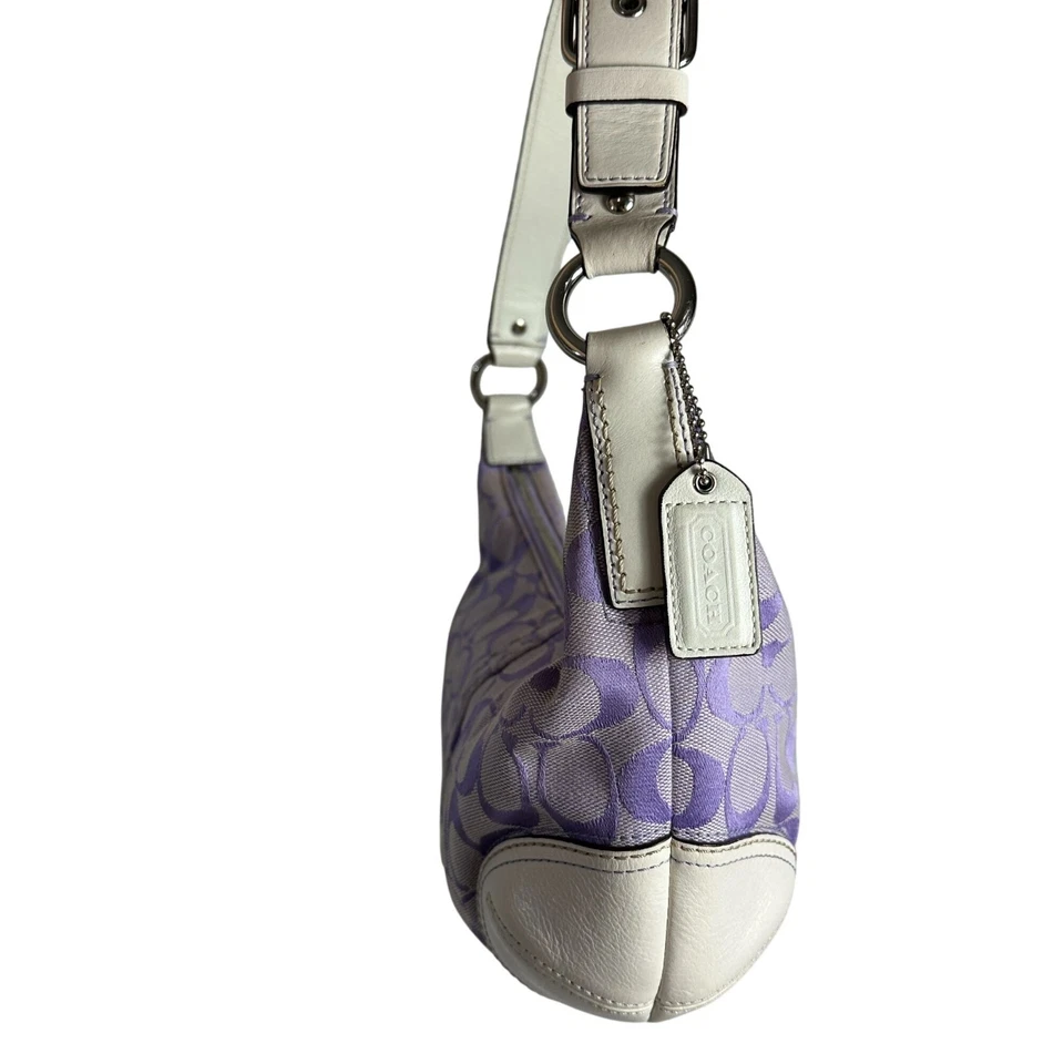 Bolso Hobo Pequeño Coach Lavanda Iris Blanco Firma Hampton Lona Y2K 11575 Foto 4 de 4