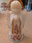 Fenton Praying Angel Bell Pink Flowers Metallic Gold Accents #1041/2000 & Signed