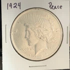 1924 - Peace Silver Dollar - 90% US Coin - Better Condition AU? Frosty Tone