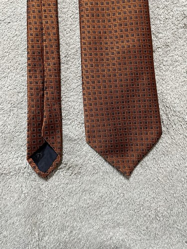 Brooks Brothers 346 100% Silk Tie USA Made Orange Geometric Free Ship! - Picture 6 of 14