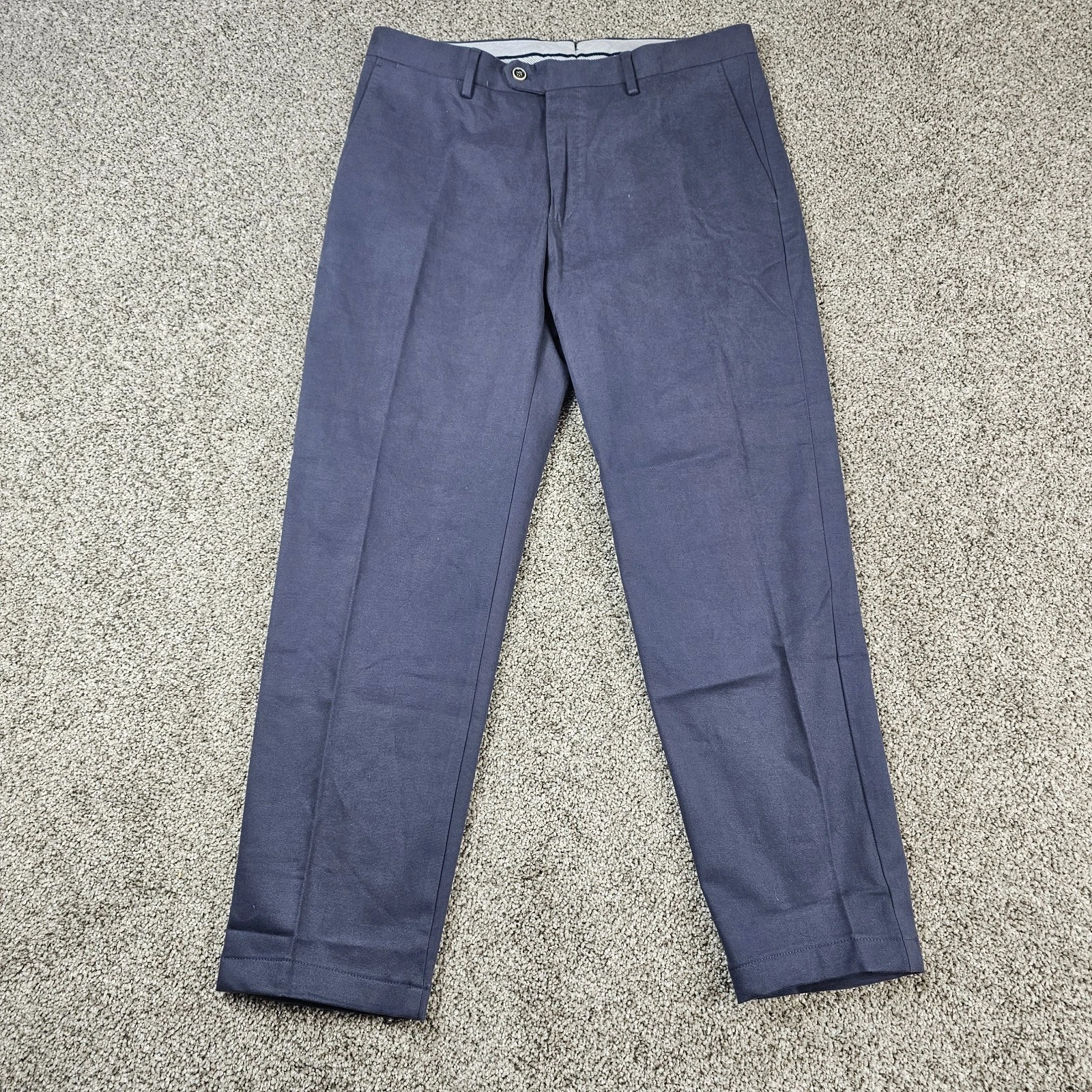 Peter Millar Pants Mens 34x28 Blue Cashmere Blend Stretch Flat Front Twill Dress