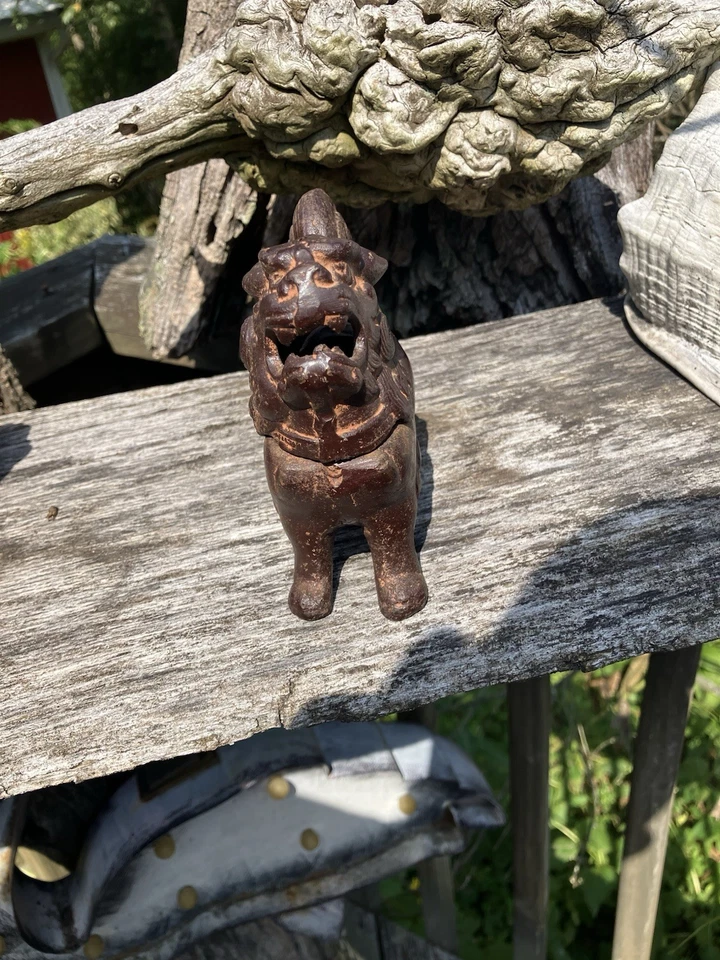 Antique Cast Iron Foo Dog Incense Burner - Image 2 of 4