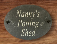Personalised Laser Engraved Oval Slate Sign Any Text