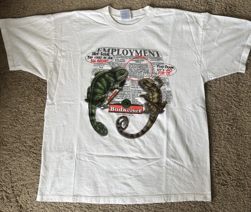 * Rare * Vintage 1997 Budweiser Chameleon Beer Employment Ads T-Shirt