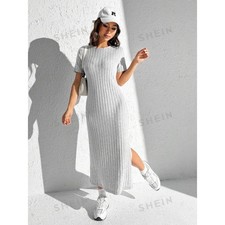 SHEIN: Wide Ribbed Tee Shirt Dress