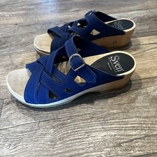 Sven Original Clogs 41 10.5-11 Blue Suede Sandals Made In USA Comfort