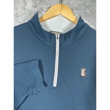 Peter Millar Crown Sport Mens Blue 1/4 Zip Go...