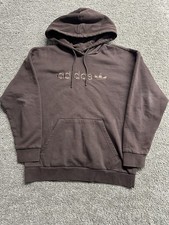 Adidas Brown Trefoil Embroidered Pullover Hoodie Tonal Womens Large L 10