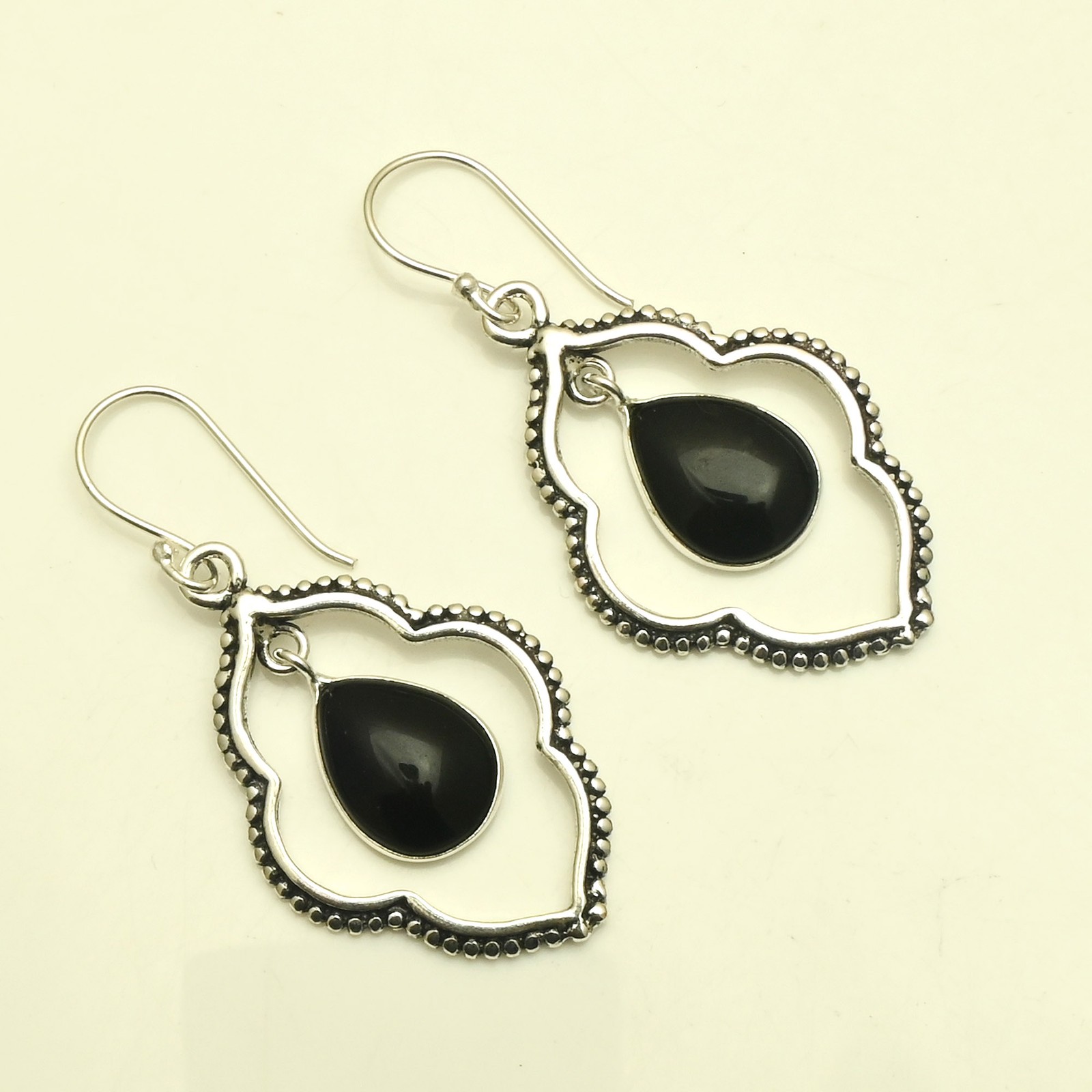 Black Onyx Gemstone Handmade Drop Dangle Earrings Jewelry Gift 2.4