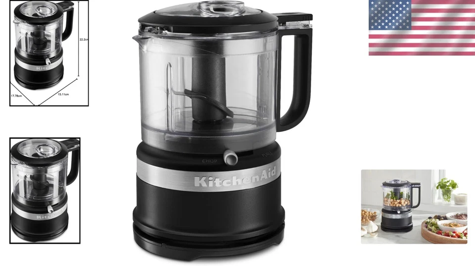 Compact 3.5 Cup Matte Black Food Processor with 2 Speed Settings for Meal Prep - Image 2 of 4