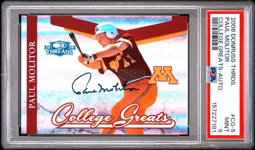PSA 9 2008 Donruss Paul Molitor Greats Auto Only 25 signed POP 2  BREWERS HOF 