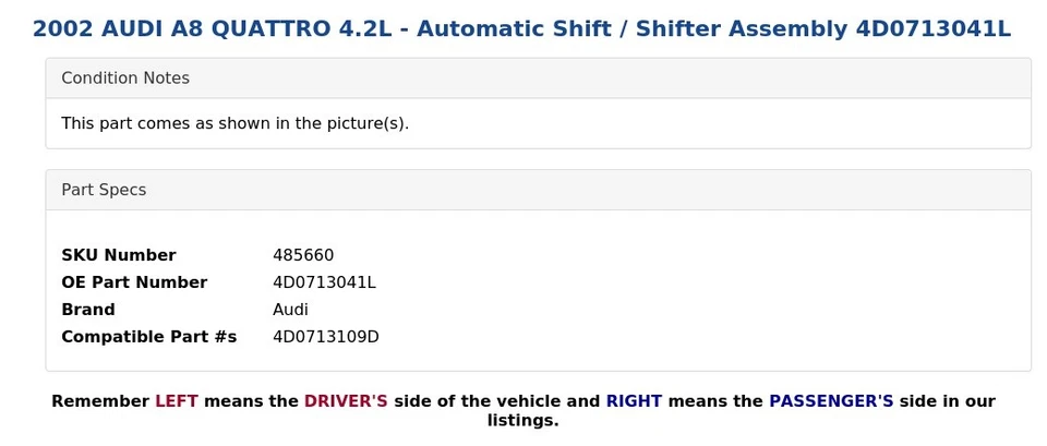 AUDI A8 QUATTRO 2002 4,2 L - Conjunto de cambio/cambio automático 4P0713041L Foto 4 de 4