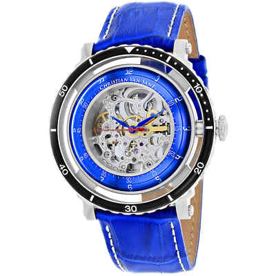 Christian Van Sant Men's Watch Dome Automatic Silver Dial Leather Strap CV0748