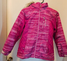 JACKET Girl Sz M 10/12 Deep Rose Pink Puffer by FREE COUNTRY Zip Pockets Hood