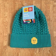 Lego x Minifigure Beanie Ski Hat Knit Patch Winter NWOT Cotton Acrylic Sold Out