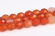 4MM Orange Red Agate Beads Faceted Round Gemstone Loose Beads