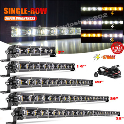 6D 7/14/20/26/32'' INCH LED Light Bar White Amber Strobe Offroad Lamp SUV Truck