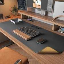 Dual Sided Desk MatLeather Desk Pad35.5"x17"Cork Desk Mat Protectorwith PU Le...