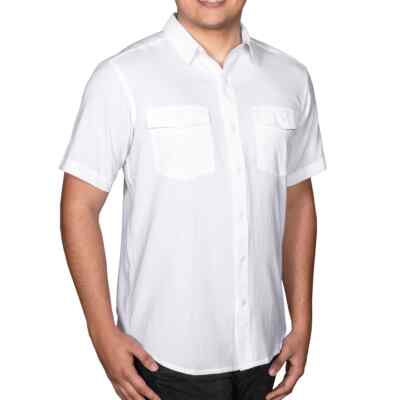 NEW Men's Columbia White Short Sleeve Woven Shirt Size Medium | eBay