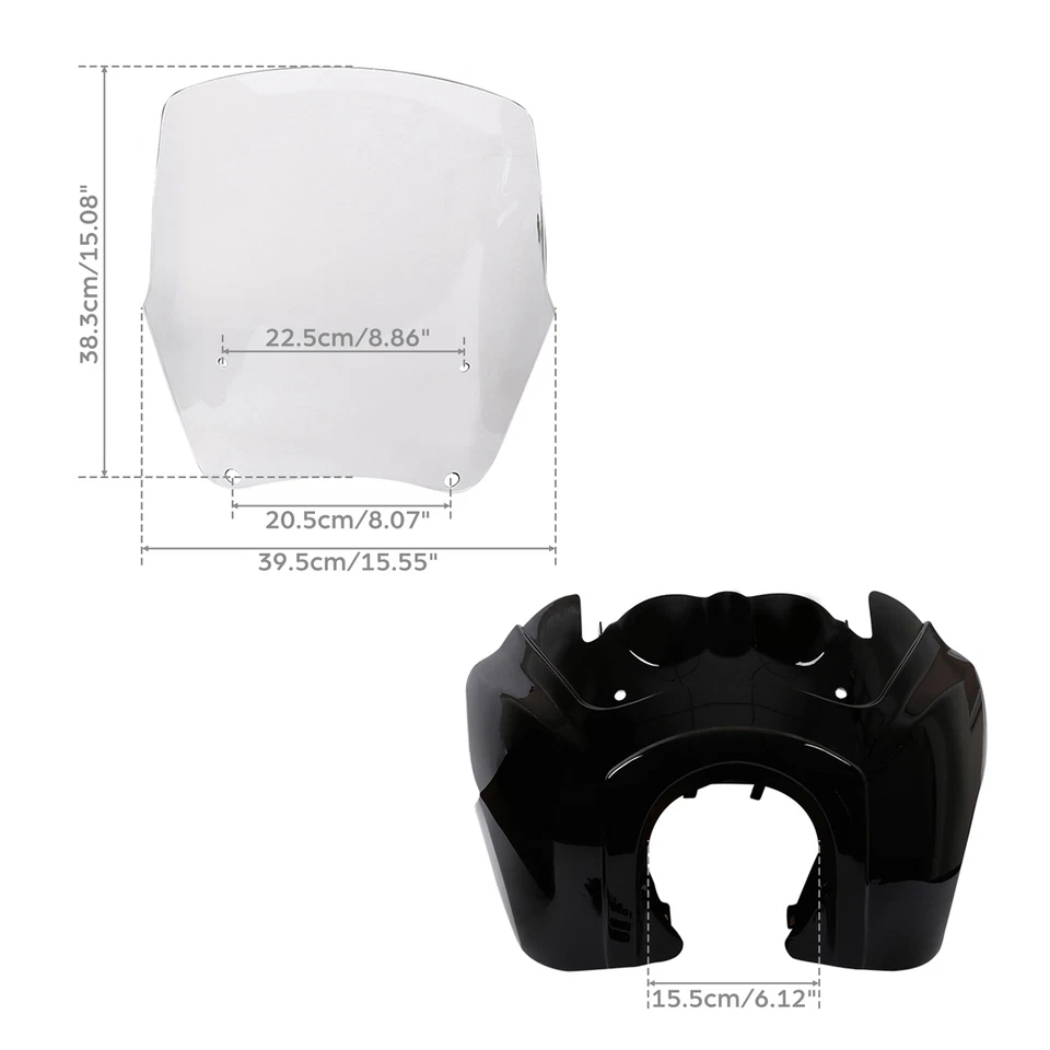 Carenagem superior frontal com para-brisa de 15 pol. compatível com Harley Street Fat Bob - Imagem 3 de 4