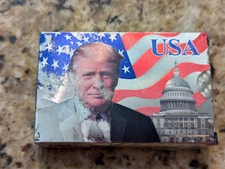 Novelty Playing Cards Trump 2024 Silver Foil Waterproof Plastic USA Box wear