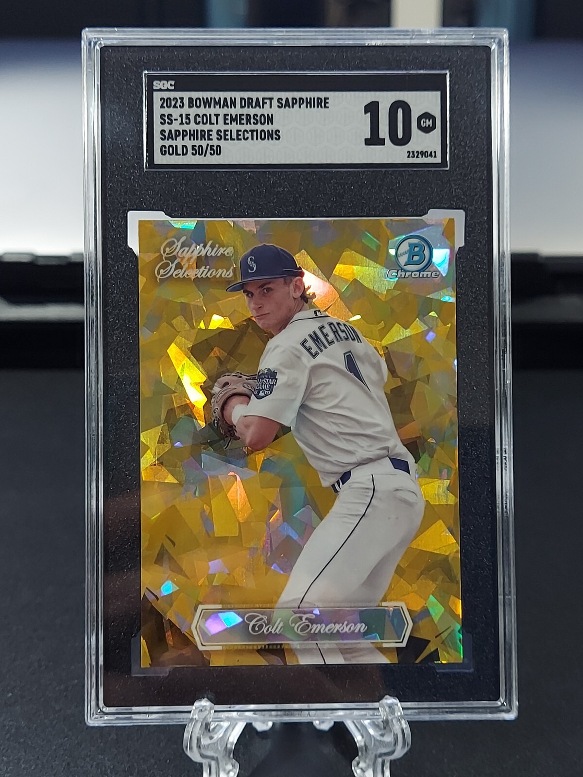 COLT EMERSON 2023 Bowman Draft Chrome Sapphire Selections Gold 50/50 SGC 10