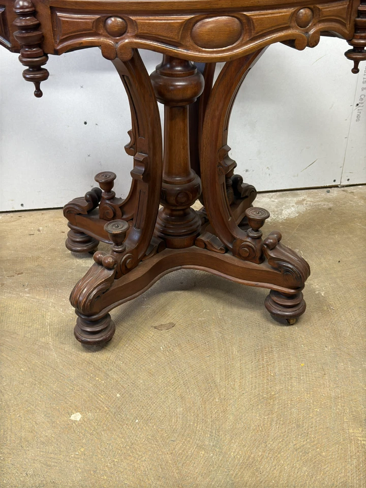 1870s Victorian marble top center table thomas brooks style antique black top - Image 2 of 4