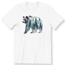Bear With Forest Men's Ladies Shirt  Animal Lovers Bear Gift T-shirt