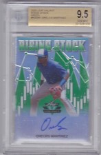2020 LEAF VALIANT.ORELVIS MARTINEZ.AUTO.RISING STOCK GREEN./75.BGS 9.5.BLUE JAYS