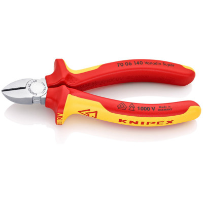 Knipex 140mm Mini Diagonal Side Cutters 1000V VDE Insulated 70 06 140