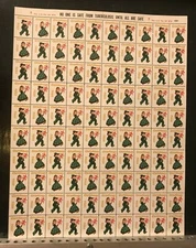 1956 Christmas Seals Full Stamp Sheet United States Children 