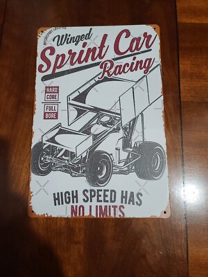 Sprint Car Racing Metal Sign Man Cave Garage Auto Shop 7 7/8 in x 11 3/4 in NEW