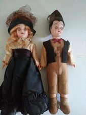 Vintage German Made Celluloid Open Close Eyes Boy And Girl 7.5 Inches Tall Dolls