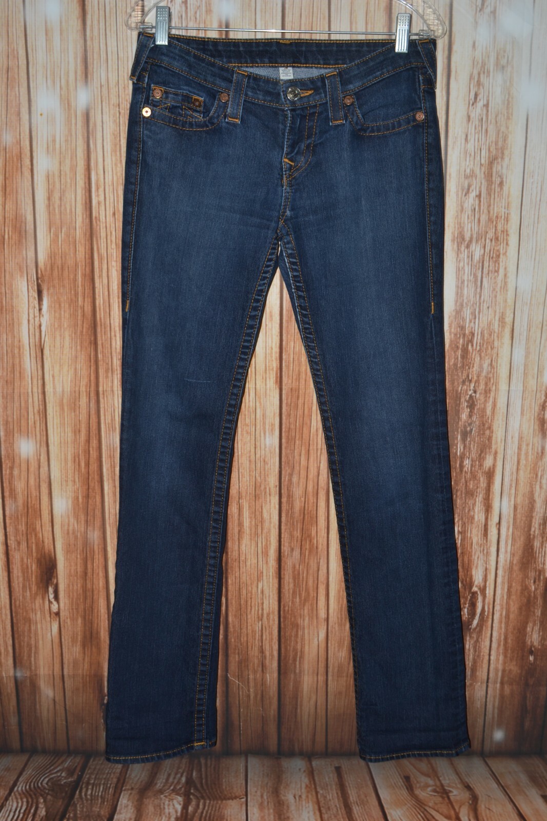 True Religion Women's Skinny Straight No Pocket Flaps Blue Jeans Sz 29x32 thumbnail 4