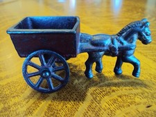 Antique Cast Iron Original Toy Horse Cart Nice Paint No Breaks