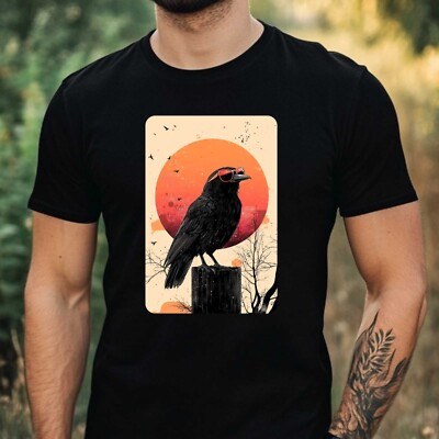 Mens Crow Sunglasses Cotton T-Shirt Size XS to 5XL