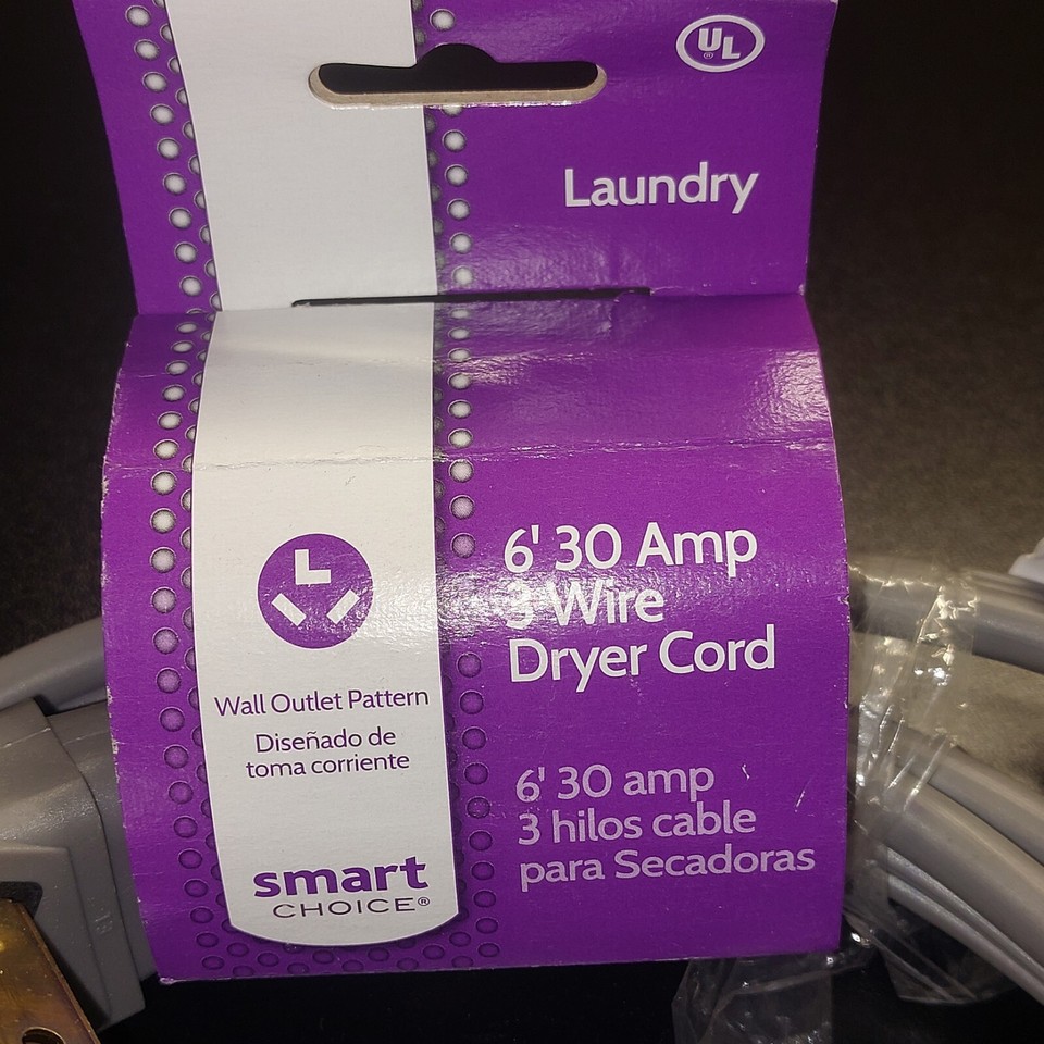 Smart Choice 6ft 30 AMP 3 Prong Wire Dryer Power Cord gray laundry