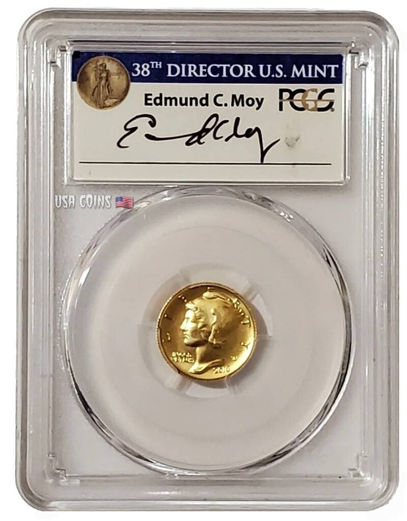 PCGS SP70 アメリカ マーキュリーダイム発行100周年 1/10オンス アメリカ 2016-W 10セント 金貨 PCGS SP70 マーキュリー・ダイム