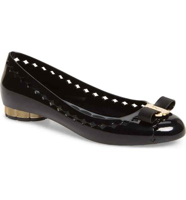 ferragamo black jelly flats