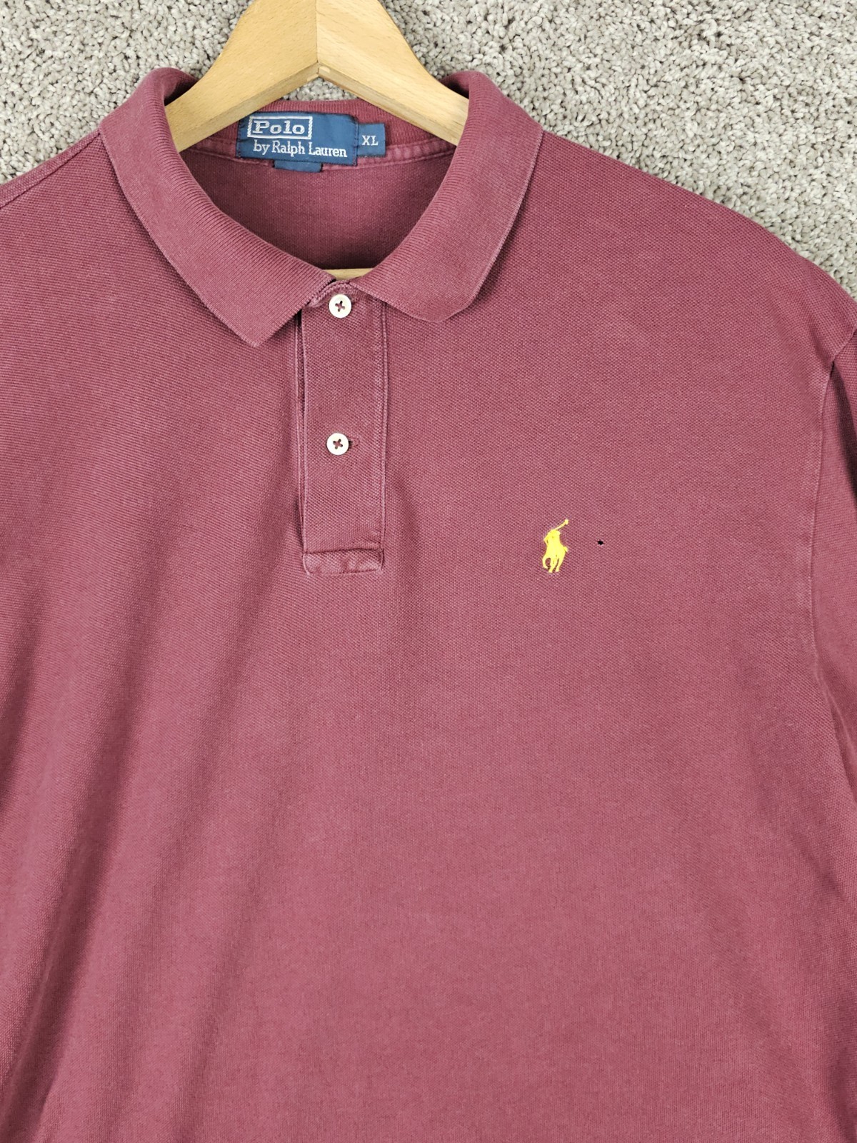 Polo Ralph Lauren Camicia Borgogna Marrone Camicia Manica Lunga Uomo XL Giallo Pony