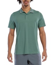 Reebok Mens Regular fit Short Sleeve Polo Shirt Size M Green Solid