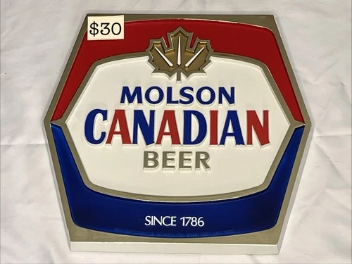 Vintage Molson Canadian Beer Bar Plastic Sign 13" X 14" A GEM!