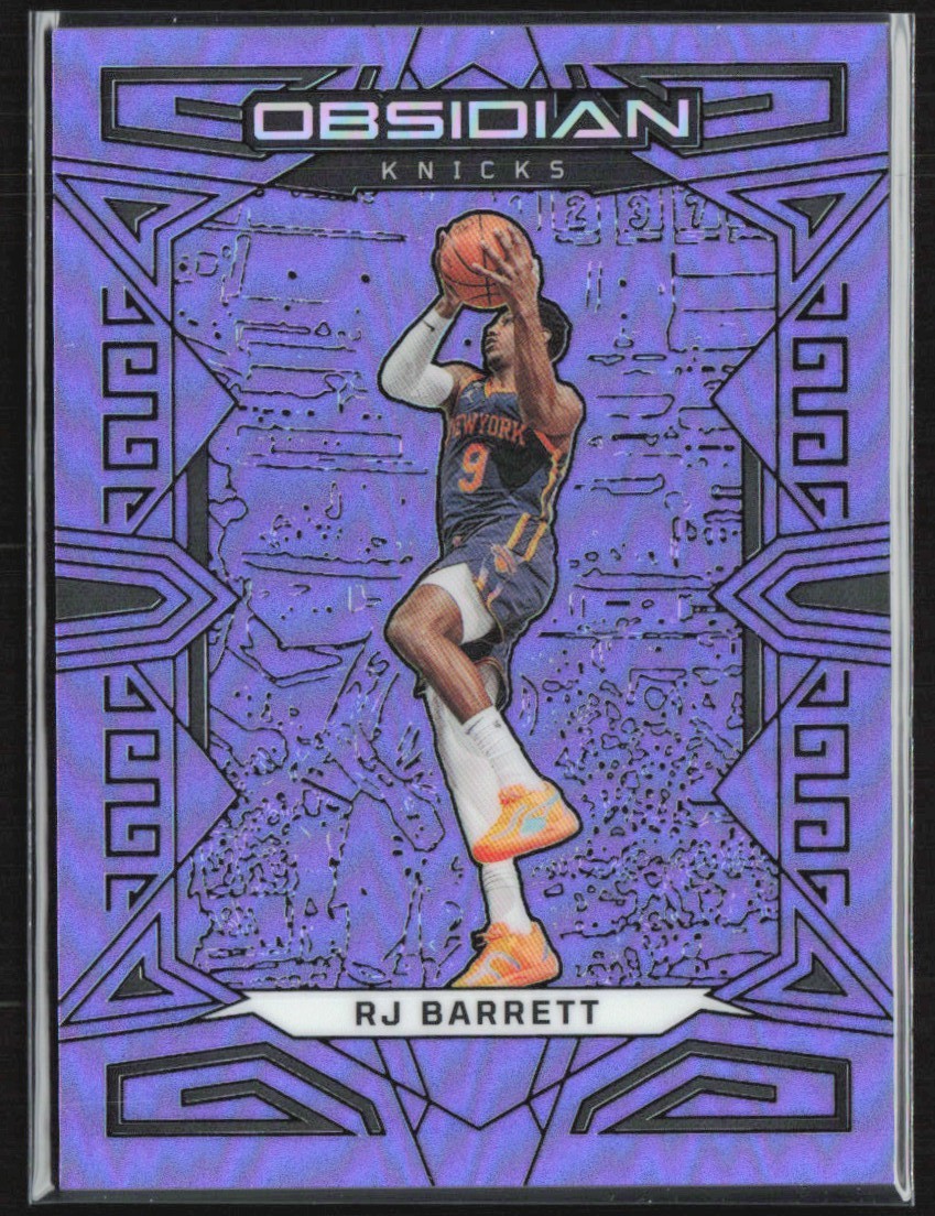 RJ Barrett 2022-23 Panini Obsidian Electric Etch Purple Flood /49 #49 New York