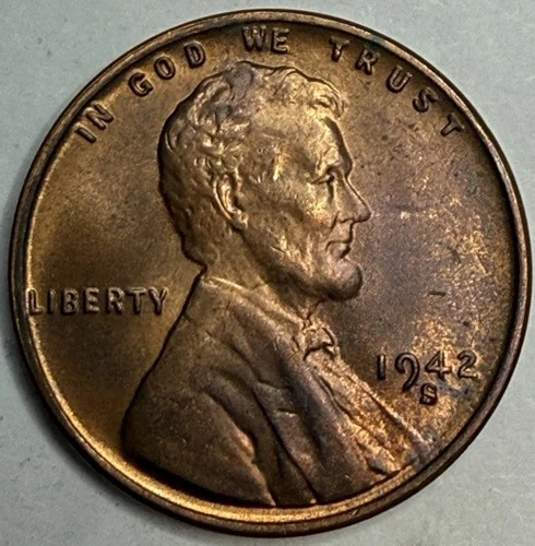1942 S Uncirculated Lincoln Wheat Cent Exact Coin Imaged #LWC1467