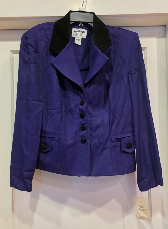 Lois Snyder Dani Max Woman Size 16 Dark Purple Pant Suit w/Velvet Collar Buttons - Image 2 of 4