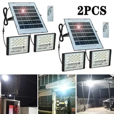 2 Pack LED Solar Flood Lights Outdoor Street Light Dusk to Dawn Flood Wall Lamp