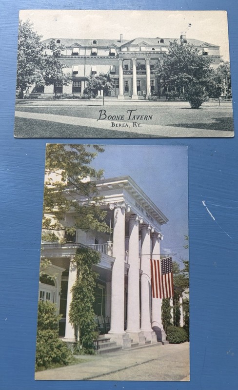 Boone Tavern Postcards (2) ~ Berea KY ~ Berea College - Entrance