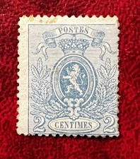BELGIUM 1866 Small Lion 2c MH Mint Blue SG 44 CV �700
